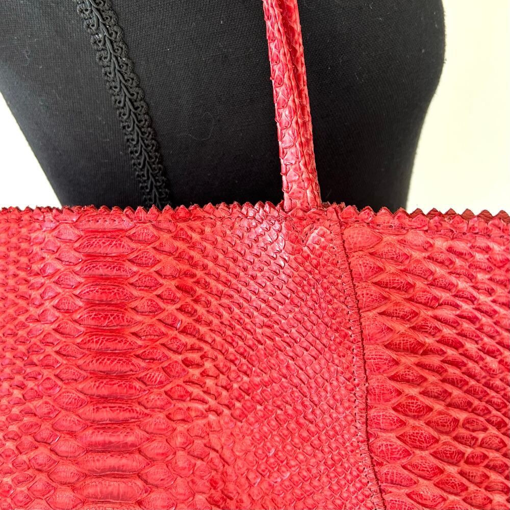 Carlos Falchi Python Leather Tote Bag Exotic Embo… - image 10